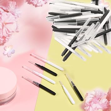60 Pcs Micro Eyebrow Brush | Eyelash Brush with Cap | Mini Spoolie Brush for Eyelashes Extensions | Lash Brushes for Women Eyelash Eyebrow (Black, White)