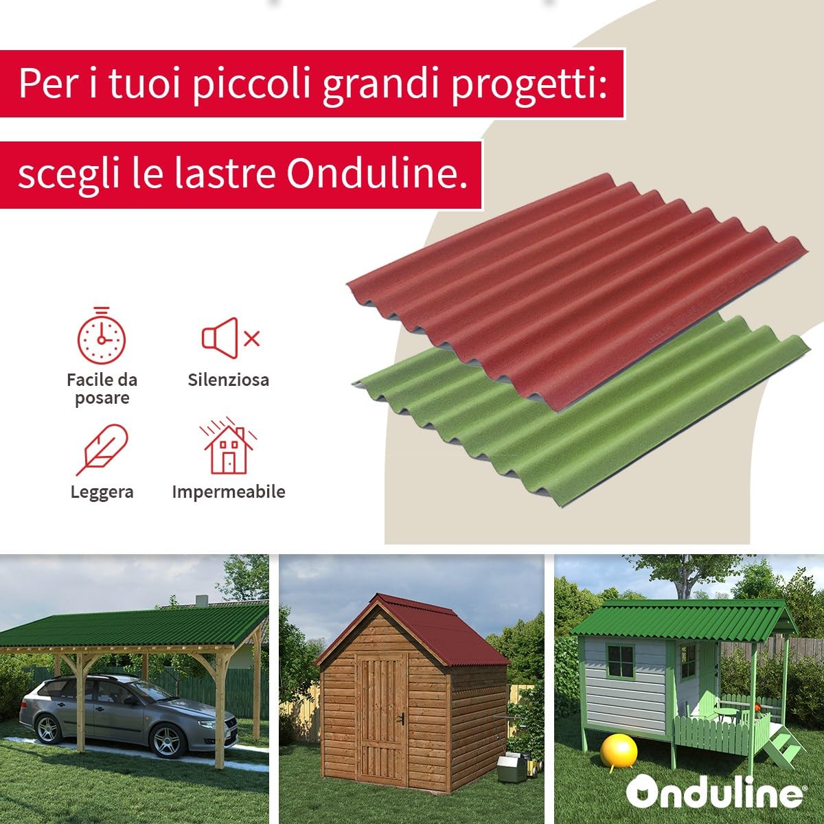 Generico LAMIERA BITUMINOSA lastra onduline Rossa 0,85x200 cm CONFEZII DA1 E 5 PEZZI -MORELLO RETI- (5)