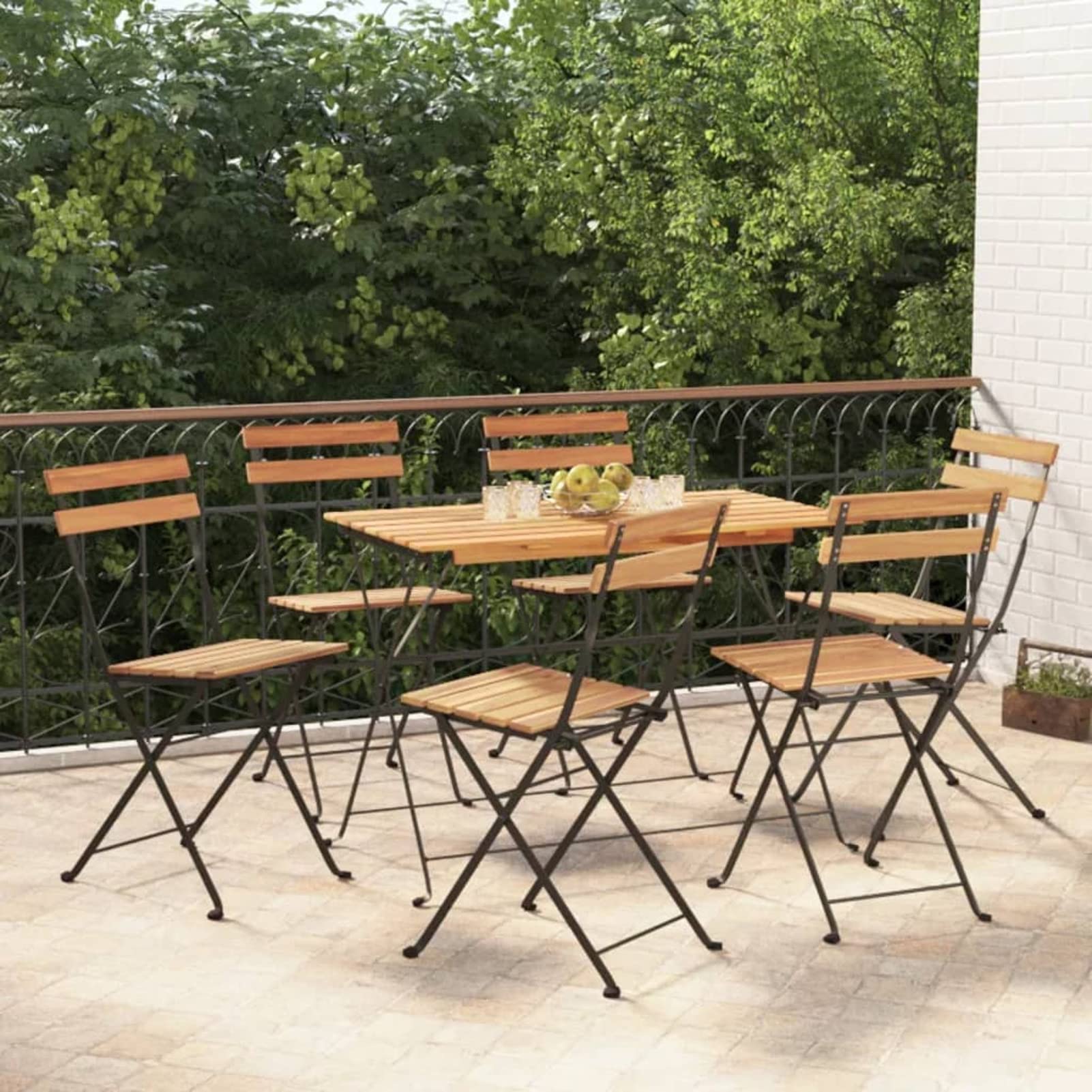 Chaises pliantes de bistro en bois de teck massif Homgoday pour terrasse lot de 6