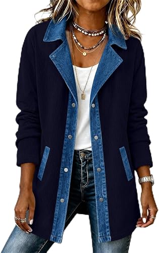 Oversized Blazer Elegant Knit Mixed Media Tops Lightweight D