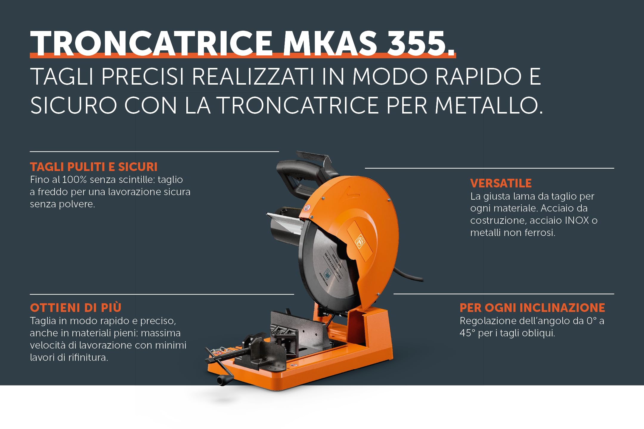 FEIN Troncatrice MKAS 355 per tagli rapidi e precisi di tubi quadri e tondi