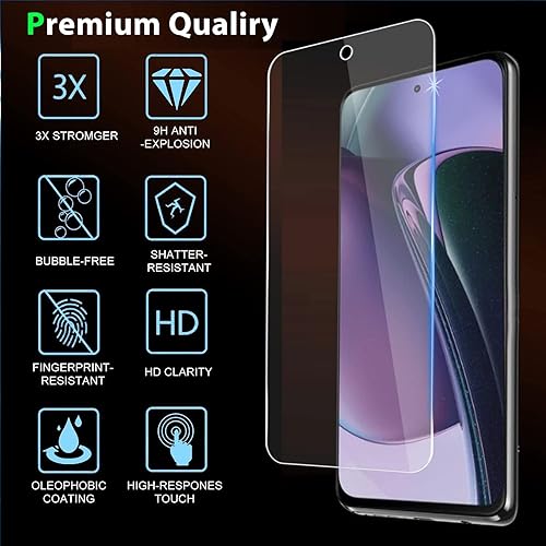 Miniatura 5 de Zeking Paquete de 3+3 para Motorola Moto G Stylus 5G (2023), vidrio templado y protector de lente de cámara, dureza 9H transparente de alta