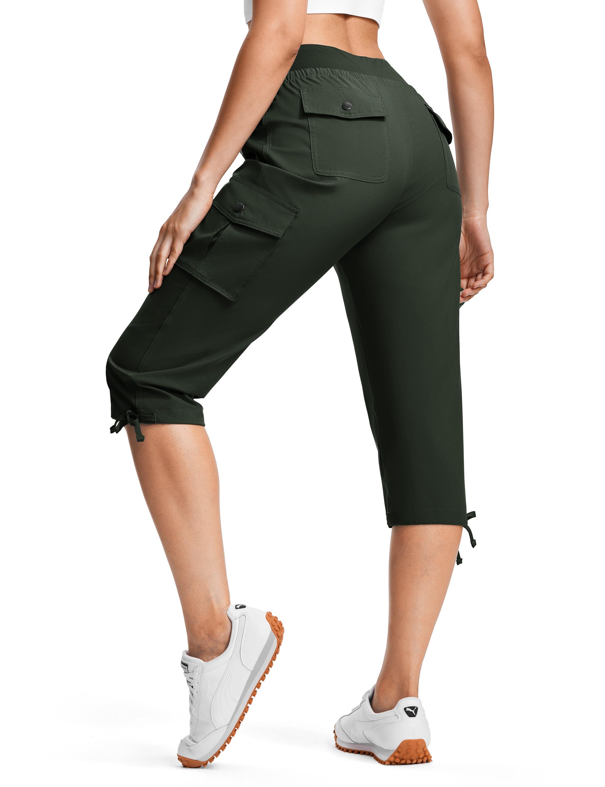 ISEEGZ Hiking Capris for Women with Pockets Lightweight Quick Dry Cargo Capri Travel Pants Women Casual Women's Capris