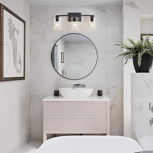 Miniatura 8 de 3 luces negras claras, modernas lámparas de tocador de baño sobre espejo, iluminación industrial de baño para dormitorio, cocina