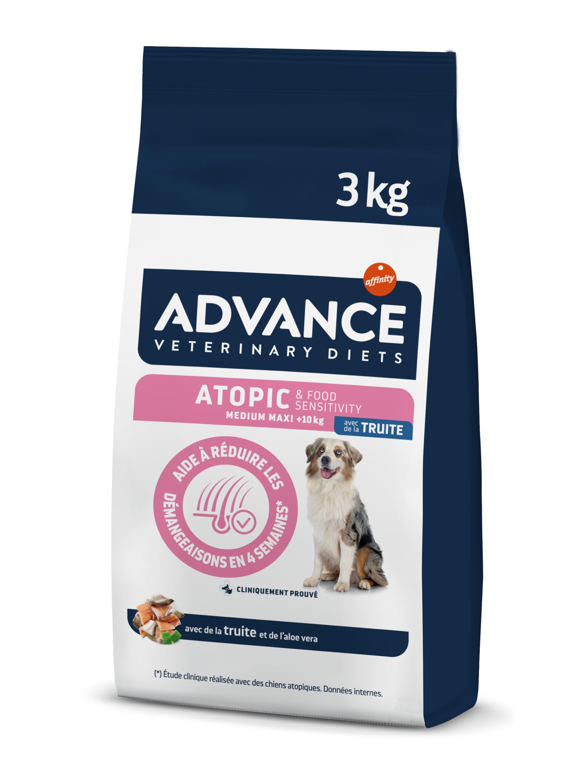 Advance Veterinary Diets Atopic Medium & Maxi - Croquettes pour Chiens avec Dermatite atopique avec Truite - 3kg