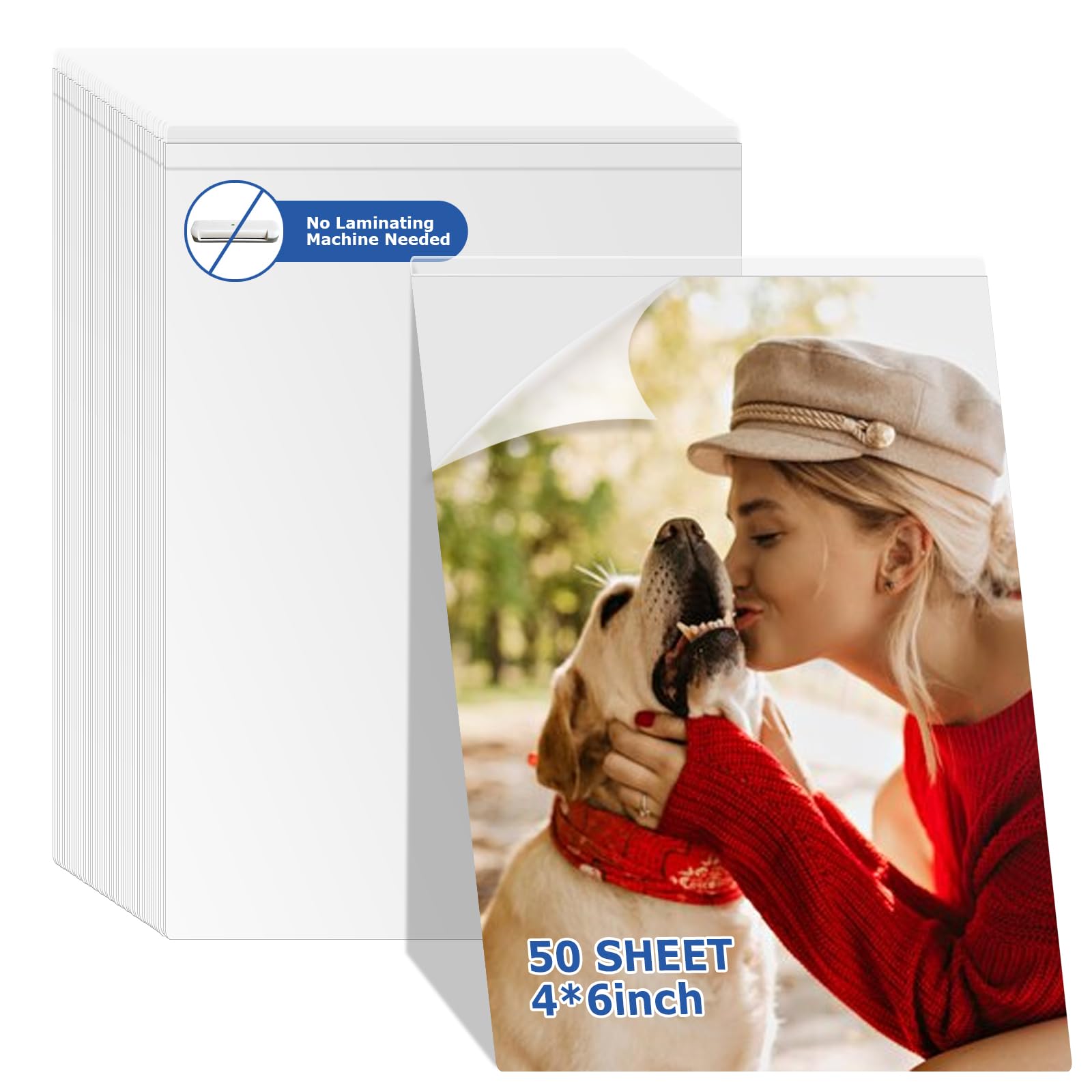 50 Sheets Self Seal Laminating Pouches 4x6 Self Adhesive Laminating Sheet No Heat No Laminating Machine Needed for Photos Index Cards（4x6inch）