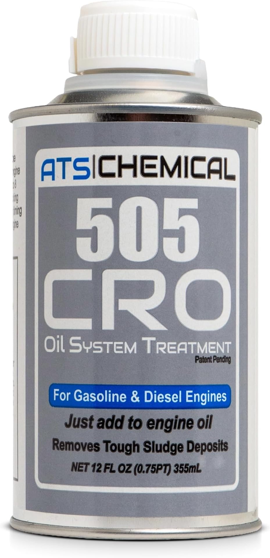 ATS Chemical 505 CRO Oil System Treatment - 12 oz Engine Oil Additive - Cleans Sludge, Reduces Emissions, Quiet Smooth Idle & Restores Performance in High-Mileage Gas & Diesel Engines