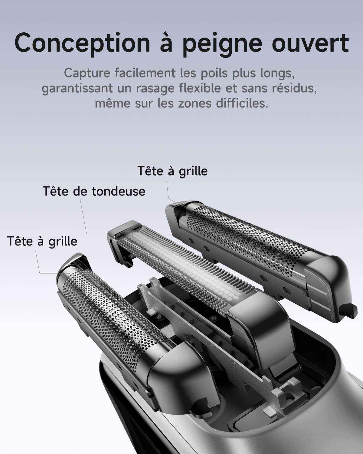 Laifen P3 Pro Rasoir Électrique Moteur Linéaire Breveté 12 000 CPM, Fenêtre sur Moteur, Autonomie de 100 Minutes, Charge 3 Min pour 7 Min, Usage à Sec et sous l'Eau, Idéal pour Voyages (Argent)