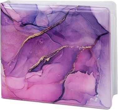 CD Case, 20 Capacity CD/DVD Case Holders Wallet Portable DVD Disc Cases Storage Binder for Car Home Office Travel Purple Marble