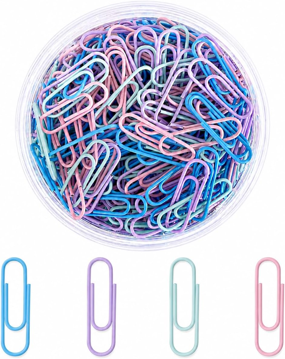 Colored Paper Clips, 500 Count, Strong Hold, 28mm, Assorted Colors