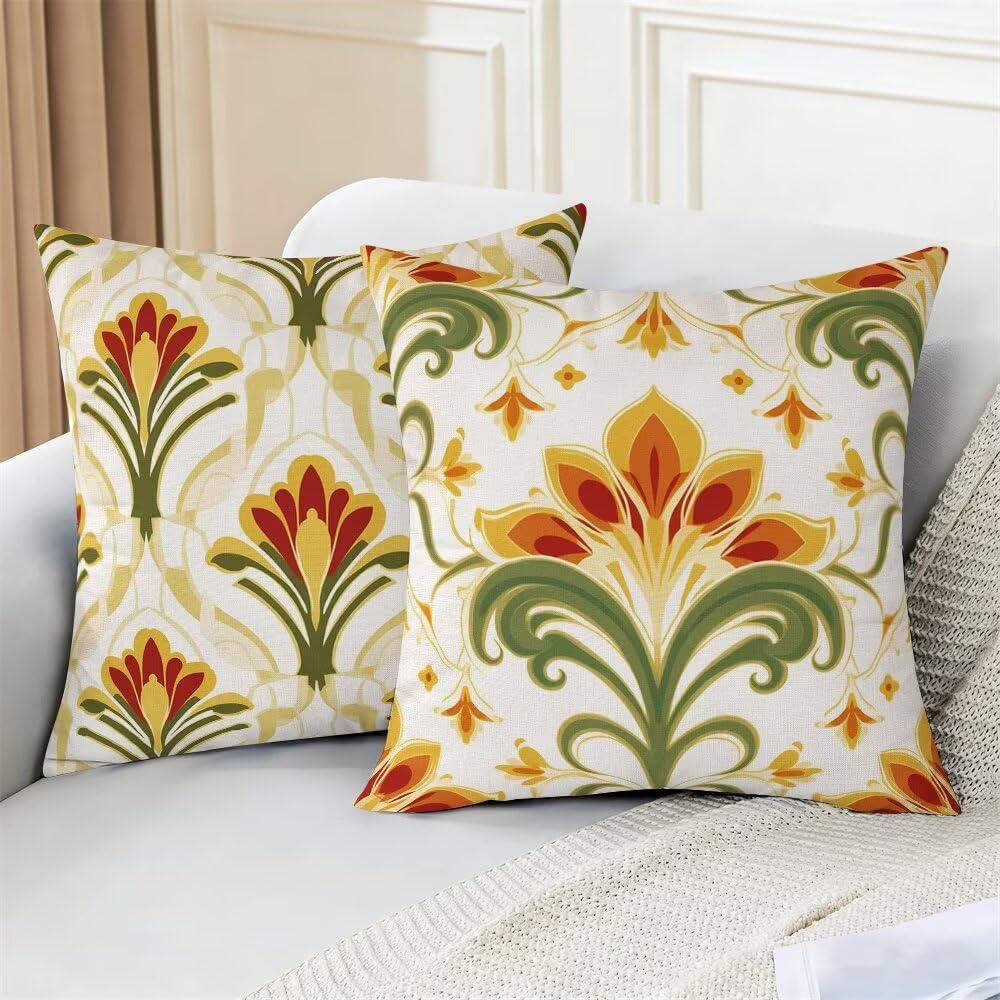 Federe Cuscini da Esterno Impermeabili 65x65 Boho Copri Cuscini per Divano Floreale Federa Cuscino Moderno Decorativi Copricuscini per Divano Giardino Patio Soggiorno Copricuscino Set di 2 (IU287)