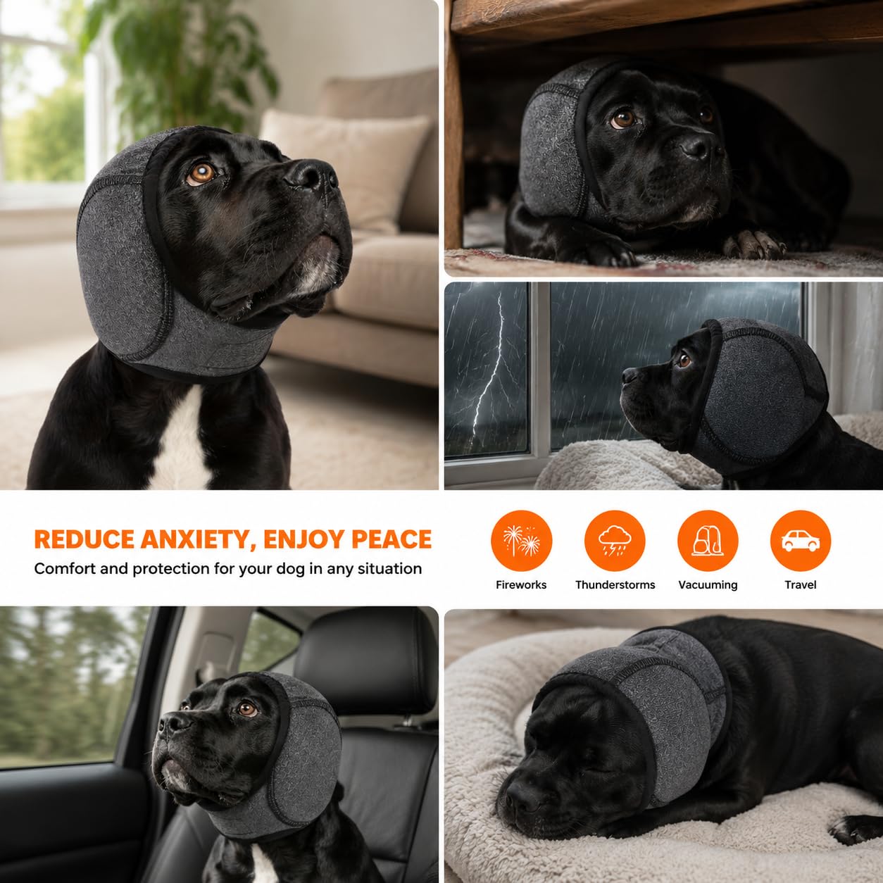 Paraorecchie per Cani Antirumore, Fascia Elastica Morbida e Traspirante con Protezione da Acqua Vento e Vibrazioni, Copri Orecchie per Bagno Asciugatura Viaggio Passeggiate