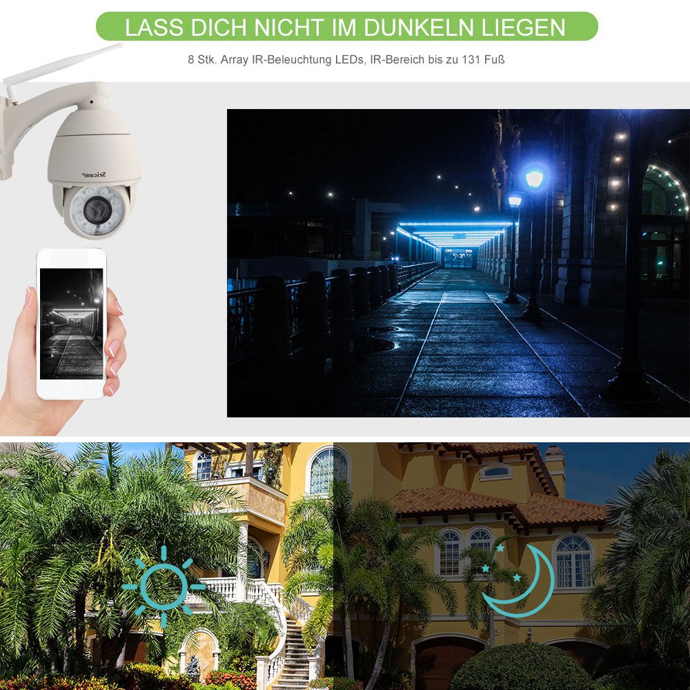 Sricam – Cámara IP HD, de 720 píxels, con WiFi, para vigilancia interior, con P2P e IR, visión nocturna, detector de movimiento con posición de la lente controlable, para CCTV, con micrófono y altavoz