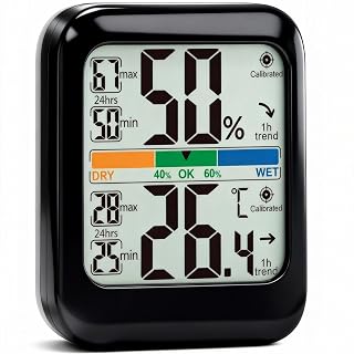 G.CATACC Room Thermometer Indoor Hygrometer Humidity Meter with Max/Min Record, Digital Sensor Room Temperature and Humidity Monitor for Home Baby Nursery - Battery Included - Amazon product rated Grade A