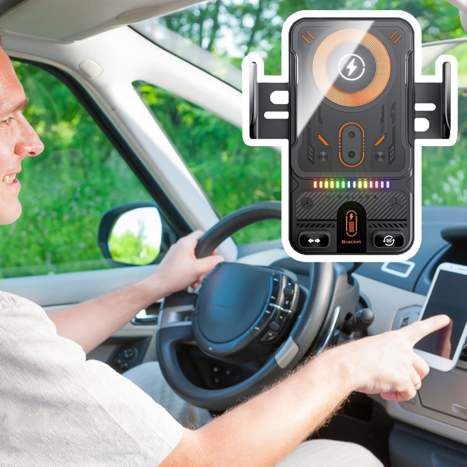 Bezprzewodowa ładowarka samochodowa, 15 W szybkiego ładowania, uchwyt na odpowietrznik z automatycznym mocowaniem, przenośny uchwyt na telefon do codziennej jazdy, podróży na długie dystanse, podróży