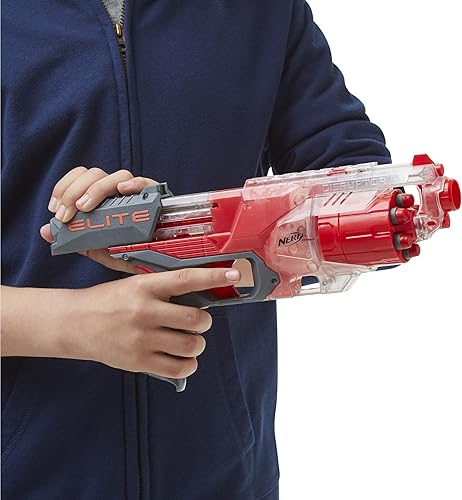 Miniatura 4 de NERF Elite Disrupter Blaster - Tambor giratorio de 6 dardos 6 dardos Elite oficiales fuego de golpe rojo translúcido exclusivo de mazón