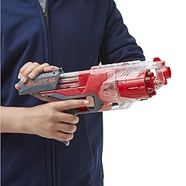 NERF Elite Disrupter Blaster - 6-Dart Rotating Drum, Slam Fire, Translucent Red (Amazon Exclusive)