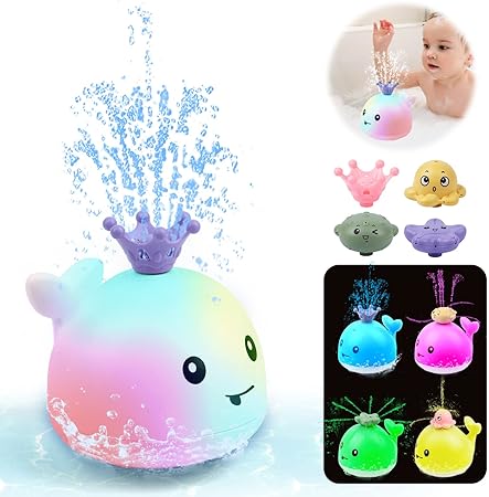 YOGINGO Baby & Toddler Toys,Bath Toys YOGINGO Baby Bath Toys, Whale Spray Swimming Pool Toy, Four Water Spray Patterns, Baby Light Up Bath Tub Toys, Waterproof Design Fun Bath Toys, Smooth Body Safety, Baby Shower Girts for Kids