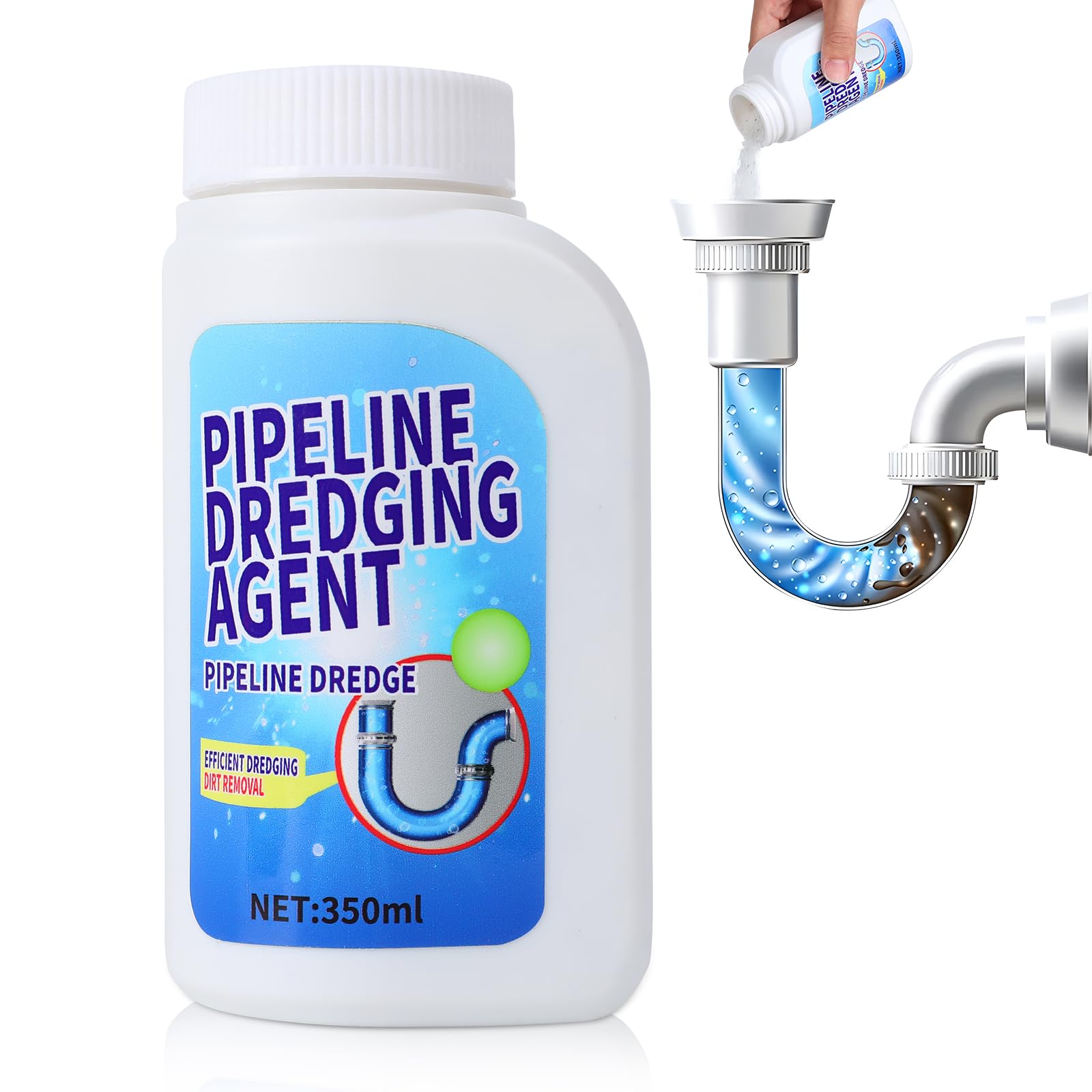 Pipeline Dredging Agent,Drain Clog Remover Agent,Powerful Pipe Dredging Agent,Kitchen Unblocker,Powerful Sink and Drain Cleaner Powder,Fast Foaming for Kitchen Toilet Pipeline Quick Cleaning Tool