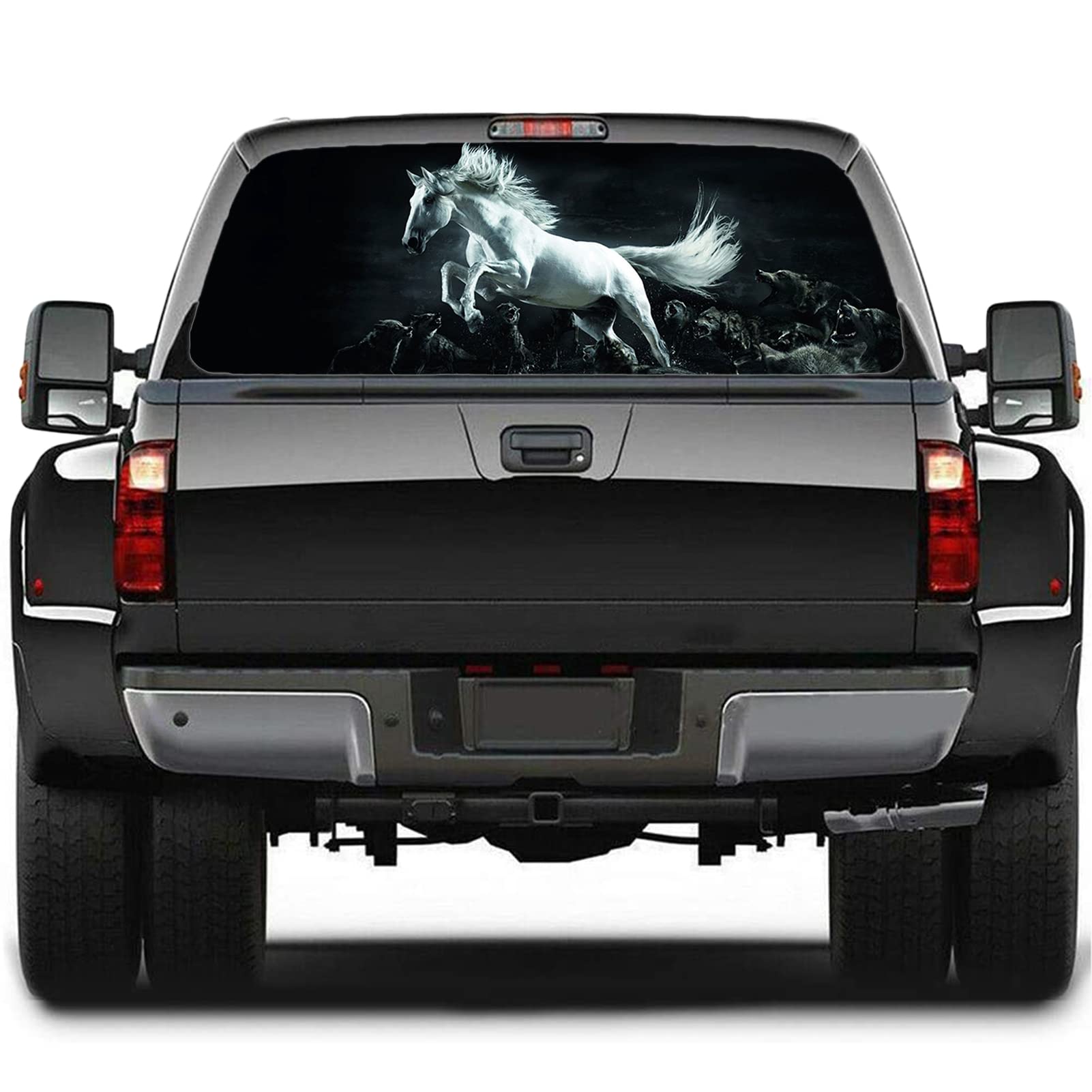 BAHULA Adesivo per finestrino posteriore per camion, auto, finestrino, motivo floreale, in vinile, per camion, SUV, furgoni, pickup, cavallo, C, 165,1 x 55,9 cm