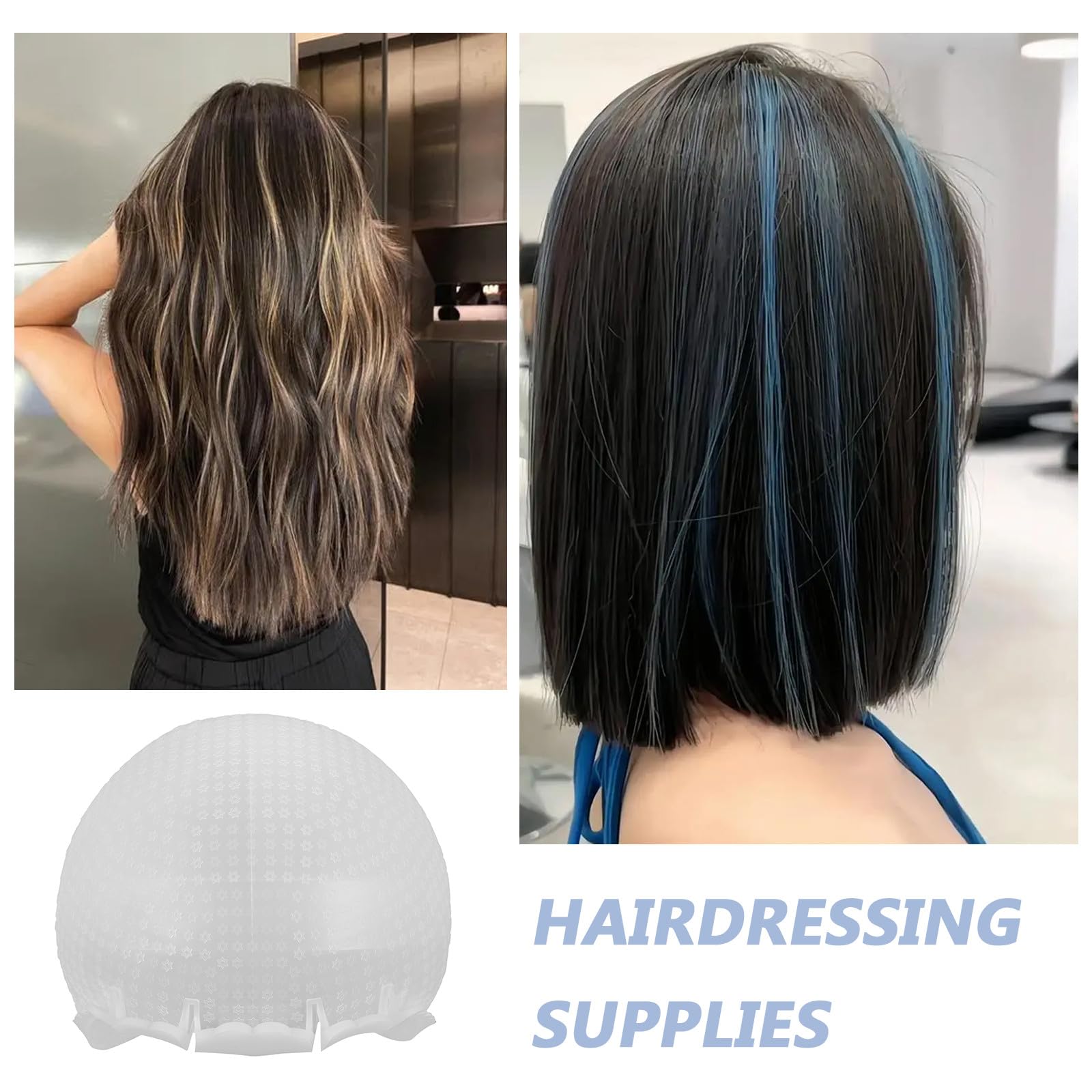 GANAZONO Gorro de Silicona para Teñir y Resaltar el Cabello, Reutilizable Agujeros Cruzados, Diseñado para Técnicas de Balayage y Mechas en Casa