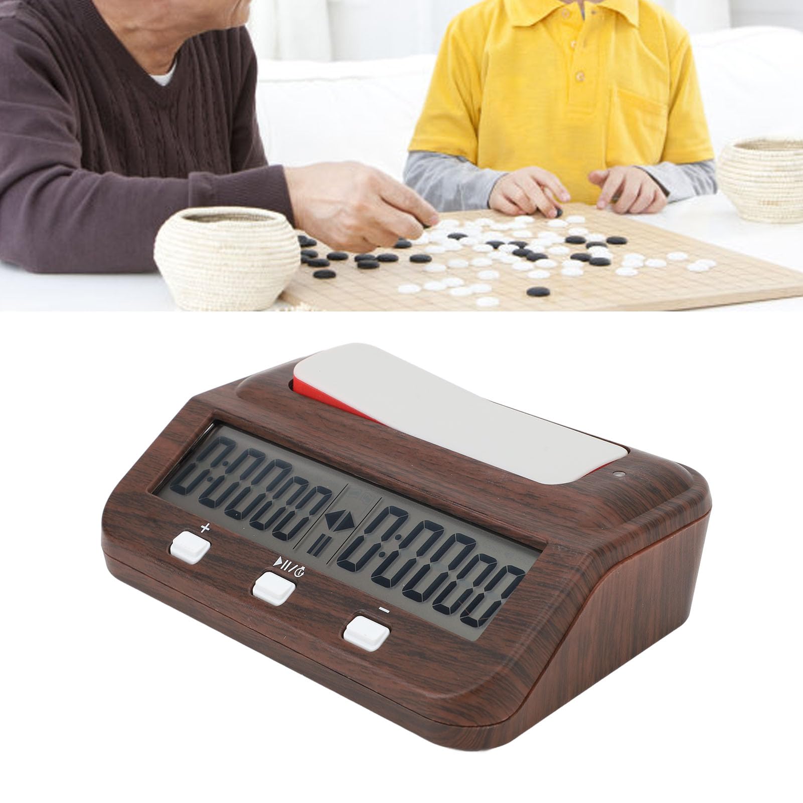 Reloj de Ajedrez, Cuenta Atrás Competencia Profesional Función de Alarma Audible Apariencia de Madera Temporizador de Ajedrez Digital Portátil con Retardo Adicional