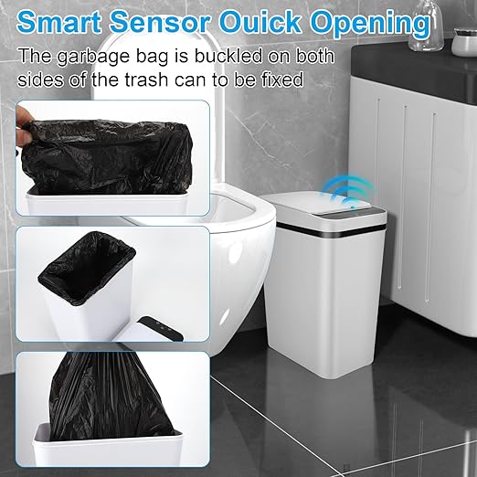 Tacho de Basura Inteligente 2 Pack, 11L, Automático, Rectangular, Blanco miniatura 6