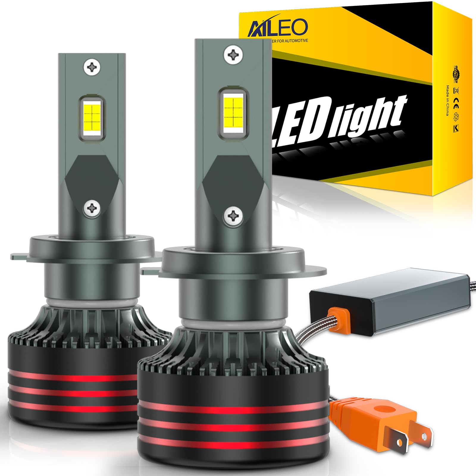 H7 Ampoule LED phare avant de Voiture, 240W 20000LM 6500K xenon blanc, +800% Plus Lumineux, Ultra Puissante, anti erreur, Homologué pour Véhicules route, Refroidissement Avancé(2 Lampe)