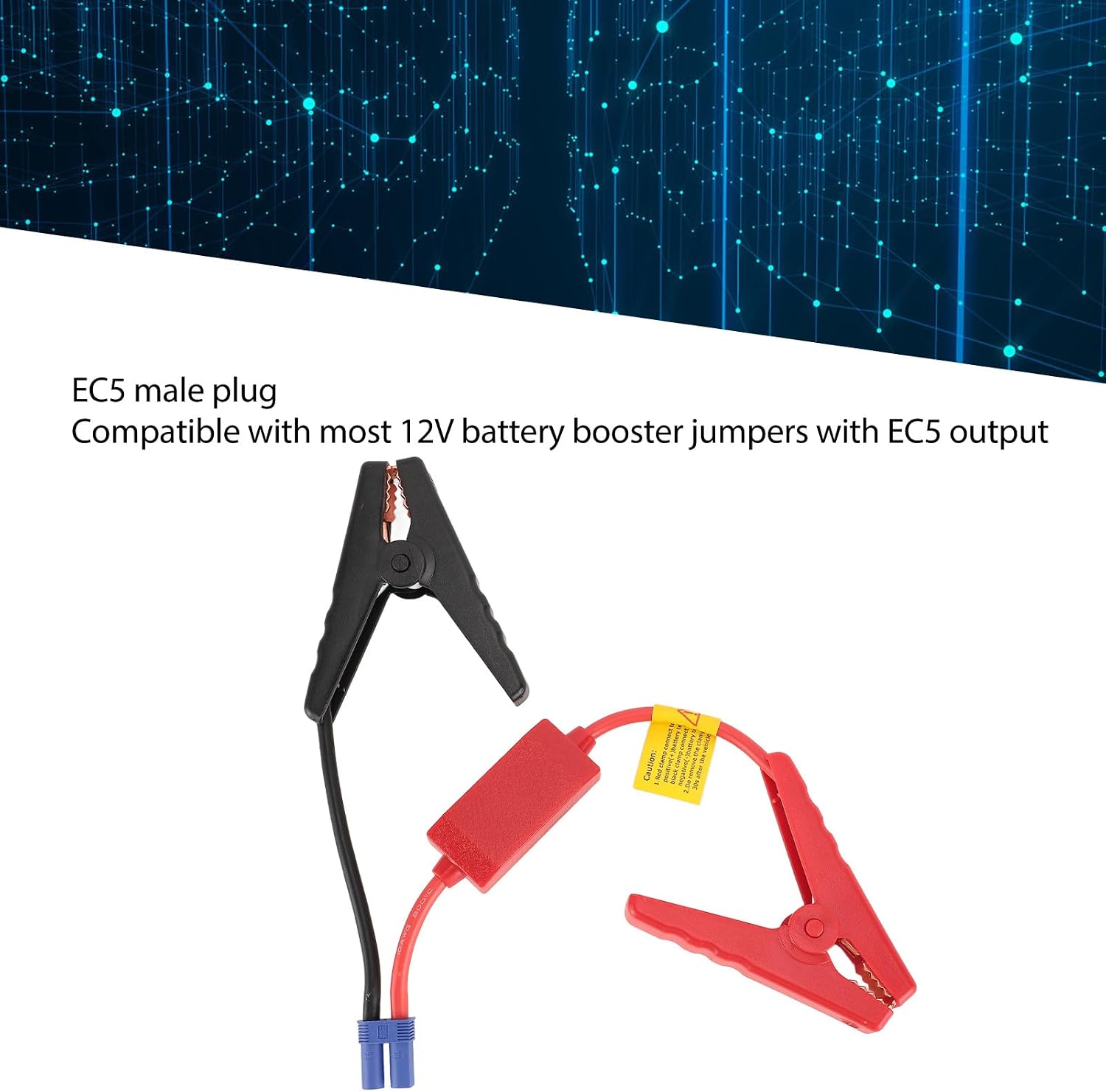 Jump Starter Cable with Battery Clamps, Replacement EC5 Male Connector Emergency Automotive Battery Booster Jumper Cable Clamp for 12V Portable Car Jump Starter (200A)