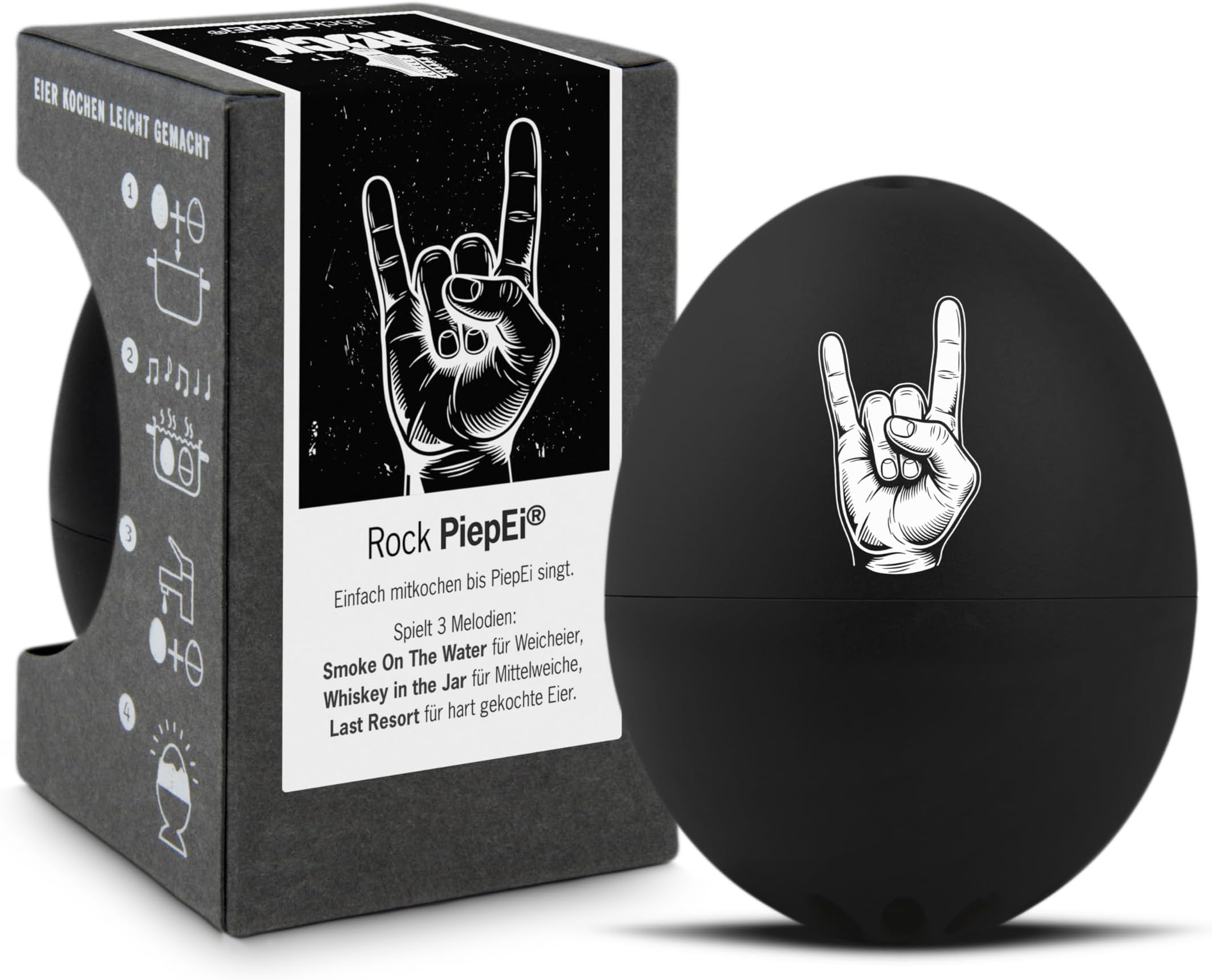 Rock 'n' Roll BeepEgg โ Egg Timer for Boiling Eggs โ Musical Egg Cooker for Soft, Medium, Hard Boiled Eggs โ Food Safe โ Singing Floating Egg Timer โ Egg Cooker for 3 Levels of Doneness - Brainstream