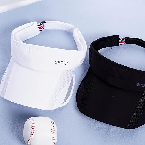 Miniatura 5 de Paquete de 2 sombreros de verano con visera para el sol, ajustable, para mujer, protección UV, con ala retráctil, viseras de tenis, multicolor,