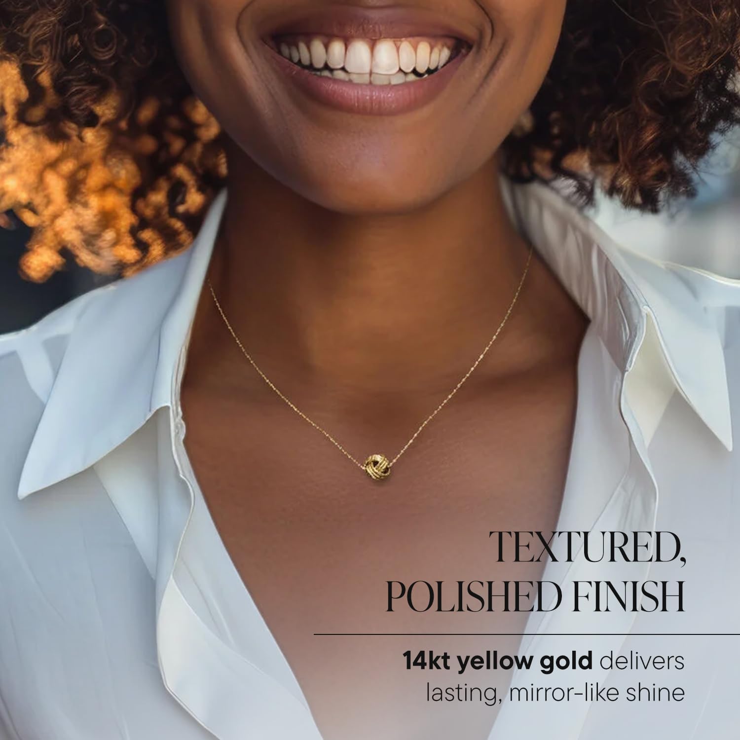 Ross-Simons 0.8mm Italian 14kt Yellow Gold Textured Love Knot Necklace, Necklace for Women, Gold Jewelry, Christmas, Birthday Gift