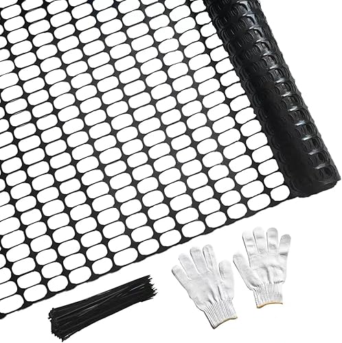 Miniatura 6 de PotatoLife Valla de Malla de Plástico Valla de Seguridad, Rollo de 4'x100' con 100 Bridas, Red Temporal Reutilizable para Cercado de Jardín, Blanco