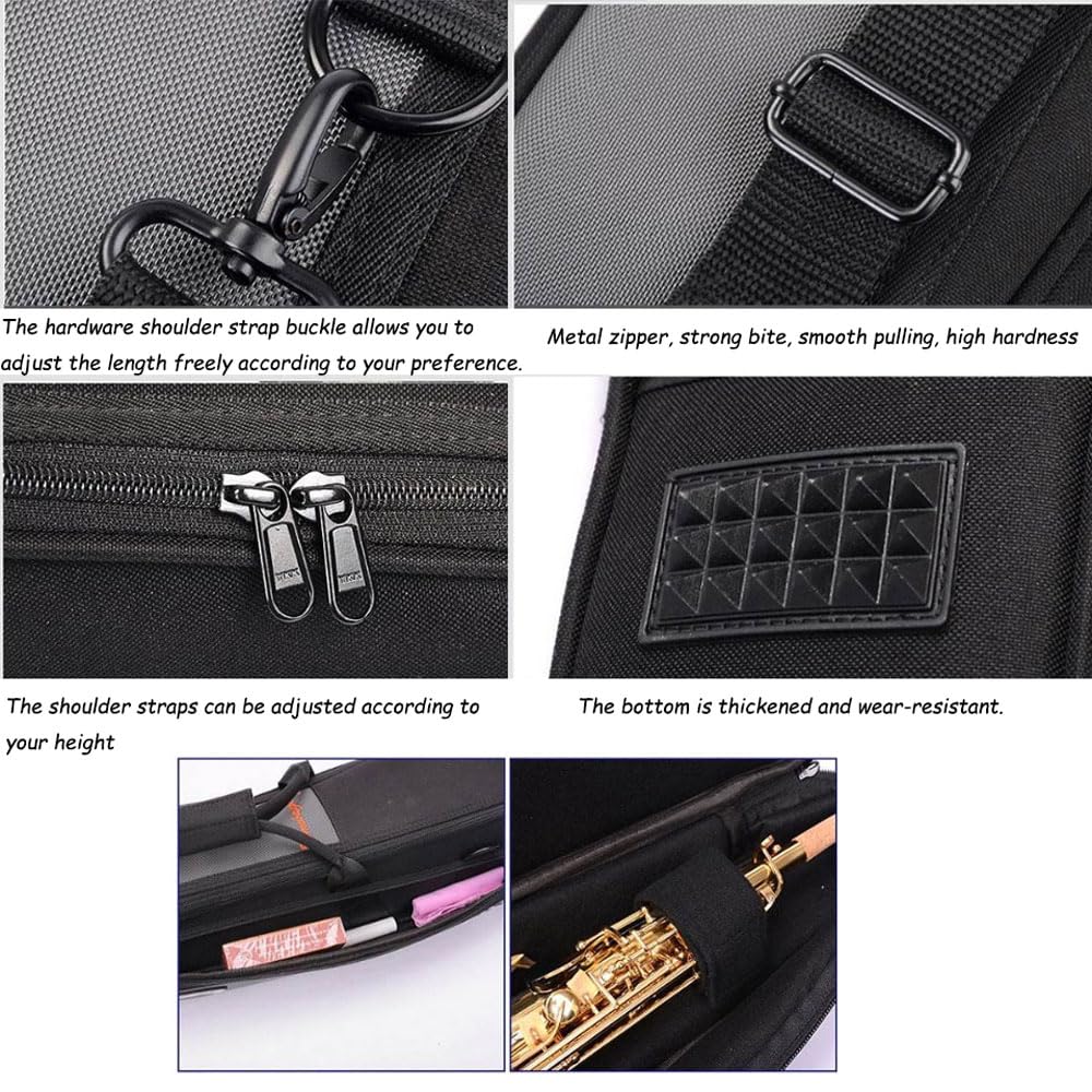 Custodia per clarinetto con tracolla regolabile, borsa portatile impermeabile per sassofono dritto, facile da trasportare, borsa a tracolla per strumento oboe con fodera spessa da 20 mm, per esterni