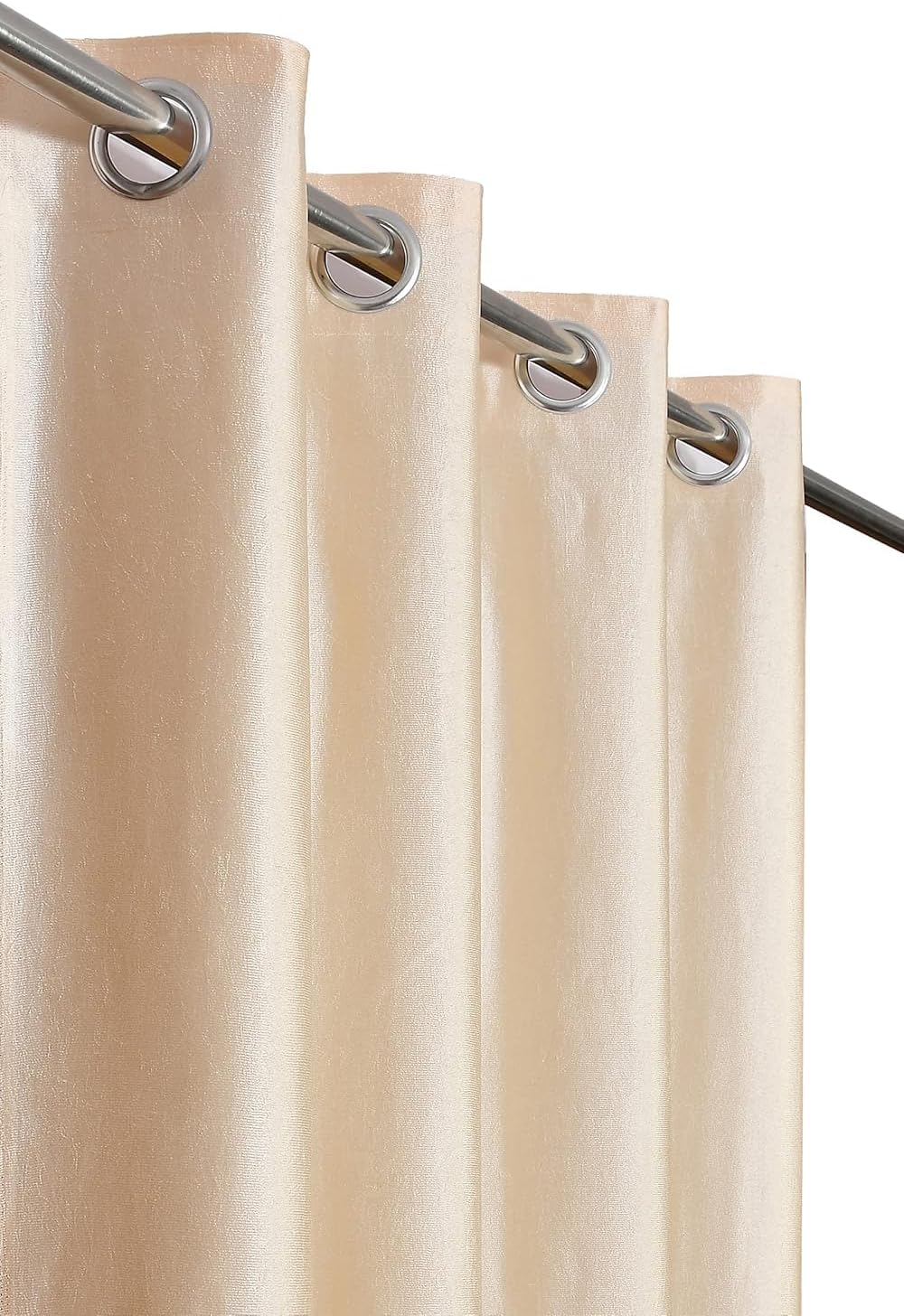 Polyresin Solid Window Pinch Pleat Opaque Curtains, 5 Feet, Beige, Cream, Pack Of 2, Pencil Pleat