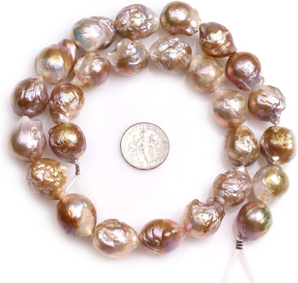JOE FOREMAN 11mm-14mm Near White Nuclear Edison Pearls Semi Precious Gemstone Round Loose Beads for Jewelry Making DIY Handmade Craft Supplies 15"