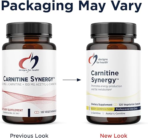 Miniatura 4 de Designs for Health Carnitine Synergy - 400 mg de L-carnitina (de tartrato de carnitina) + 100 mg de acetil L-carnitina píldoras - sin OMG +