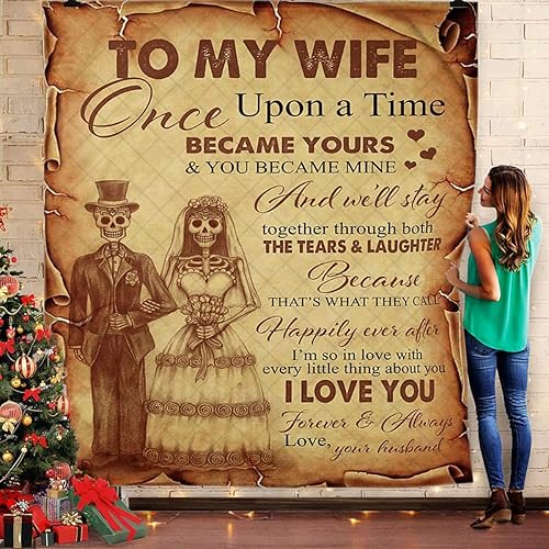 Vista 2 de Skeleton Couple Quilt - Vintage to My Wife Quilt - Happily Ever After Pattern Quilts Comforters with Single Throw Twin Queen King Size Bed Quilt Bed