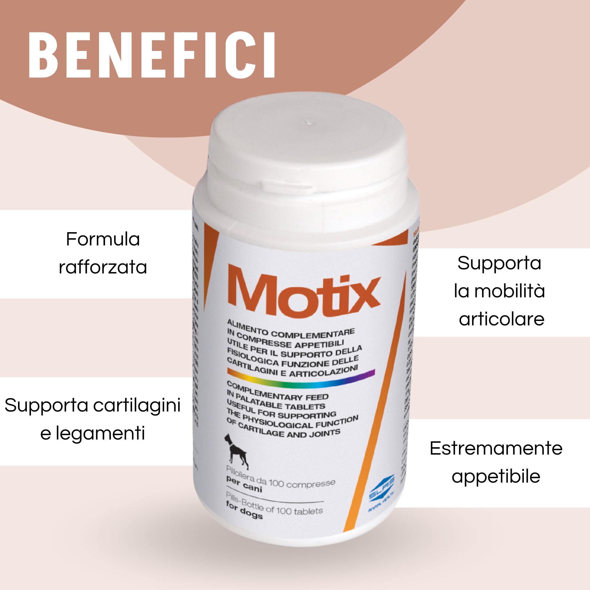 Motix Integratore Articolazioni Cane - Glucosamina, Condroitina e MSM - 100 Compresse 1000 mg - Adatto a Cani di Tutte le Taglie e Razze - Supporto per la Mobilità