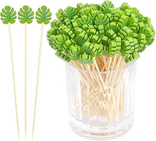 100pcs Cocktailspieße Fingerfood Spieße Cocktail Zahnstocher Holz Mit Laub 4.7inch Cocktail Spieße Für Antipasti Carnival Burger Spieße Cocktail Zubehör Käsespieße Geburtstag Party