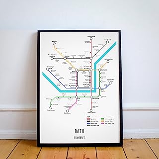 Bath Somerset Underground Style Transport Map Art Print A4 Gift Customisable (Unframed)