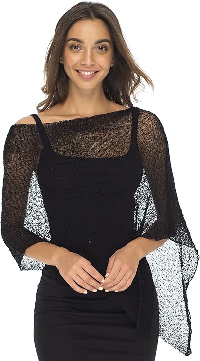 Back From Bali Womens Sheer Poncho Shrug Bolero, Lightweight Summer Shrug Pullover Sweater