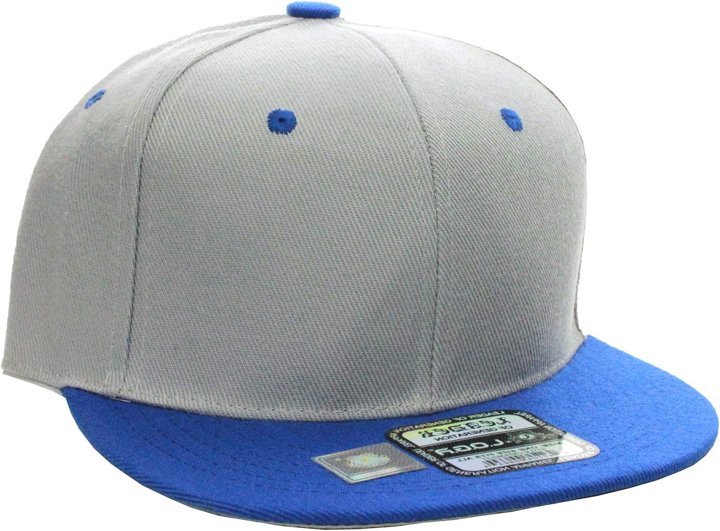 D&I Classic Blank Snapback Flat Bill Visor Hat Cap w Adjustable Adjustable Back