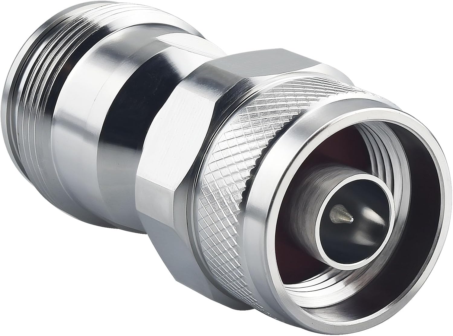 onelinkmore 4.3-10 Mini DIN Male to Male Adapter — Low PIM ≤-160dBc 50 Ohm DC to 6GHz PTFE Barrel Coupler for 5G Small Cell, DAS, PIM Tester Cable Extension, IEC 61169-54 Through Connector