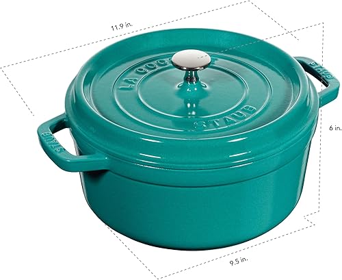 Vista 303 de STAUB Horno holandés de hierro fundido 4-qt Round Cocotte, fabricado en Francia, sirve 3-4, blanco