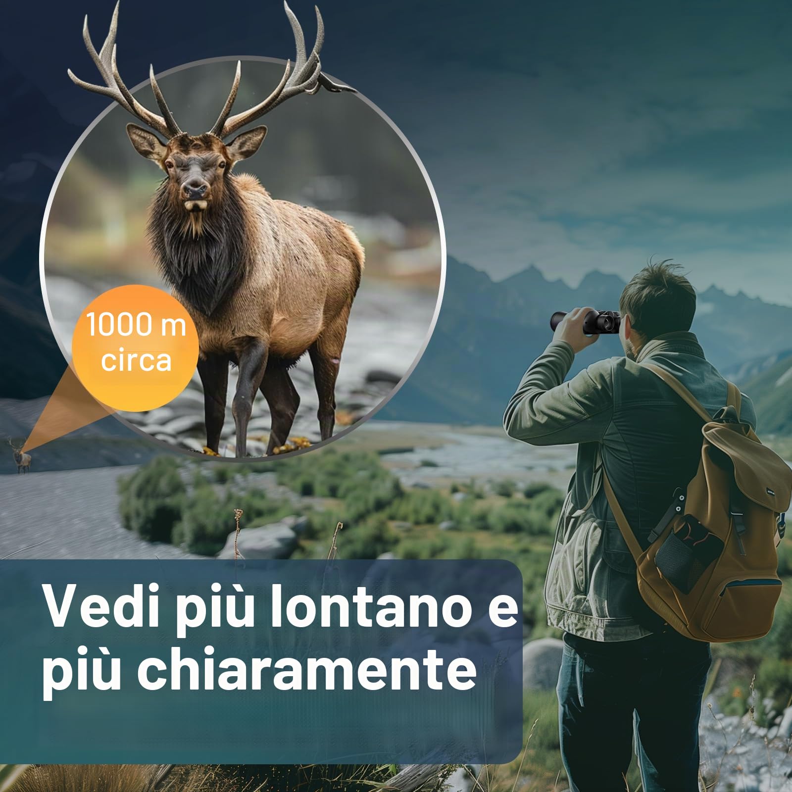 Binocolo 20 x 52 per adulti ad alta potenza, HD, visione ampia, visione bassa, binocolo professionale per bird watching, caccia, viaggi, crociera, sport all'aria aperta, con borsa per il