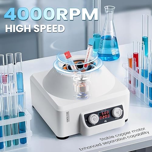 Miniatura 2 de Mxmoonant Máquina de centrífuga, 4000RPM Lab Benchtop PRP Centrifugadoras, centrífuga de escritorio eléctrica 15ML*6 con control digital 110V