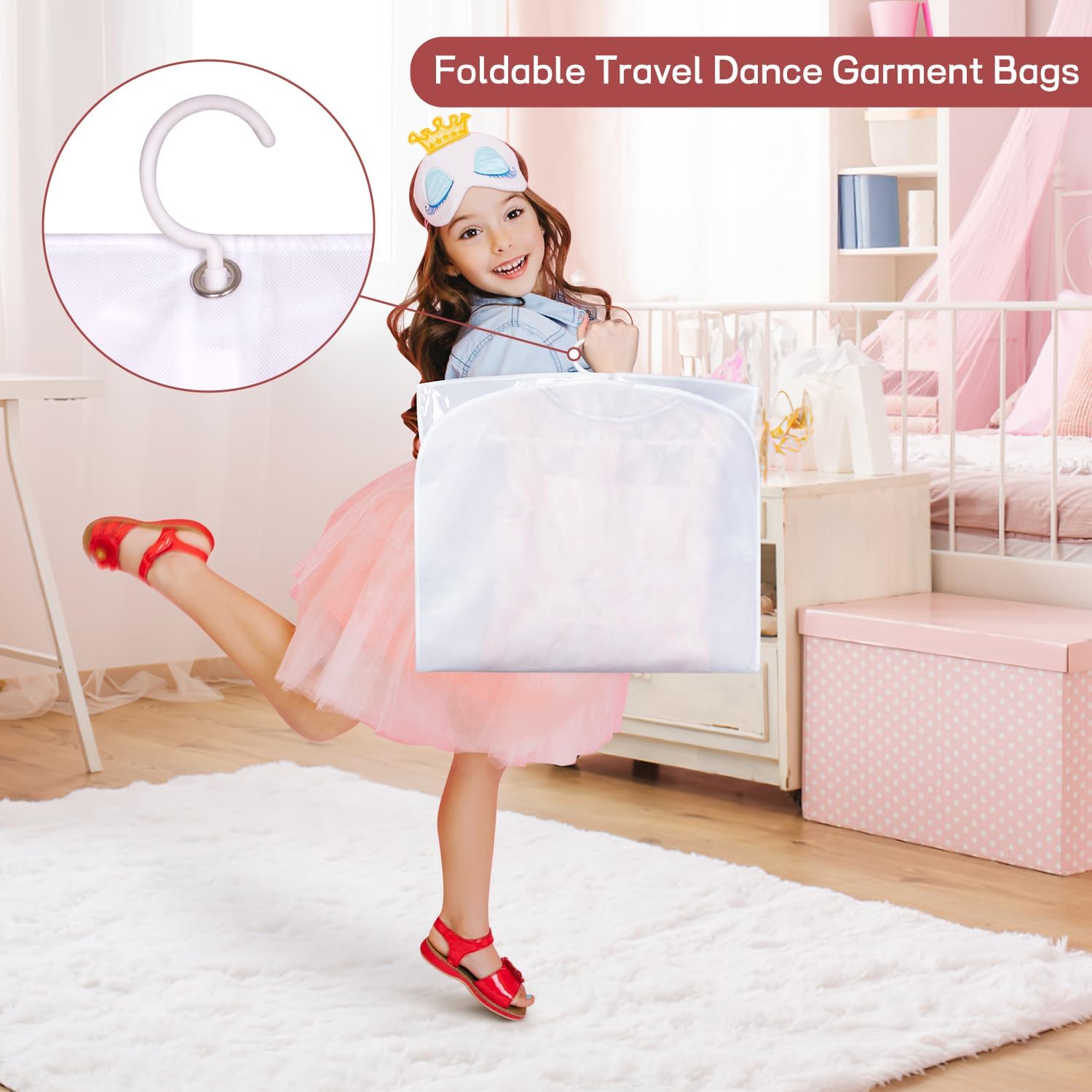 Kimbora Costume Dance Garment Bag with 3 Clear Zipper Pockets for Suits Dress Cover, Travel & Competitions Protector, Set of 2 - Image 2