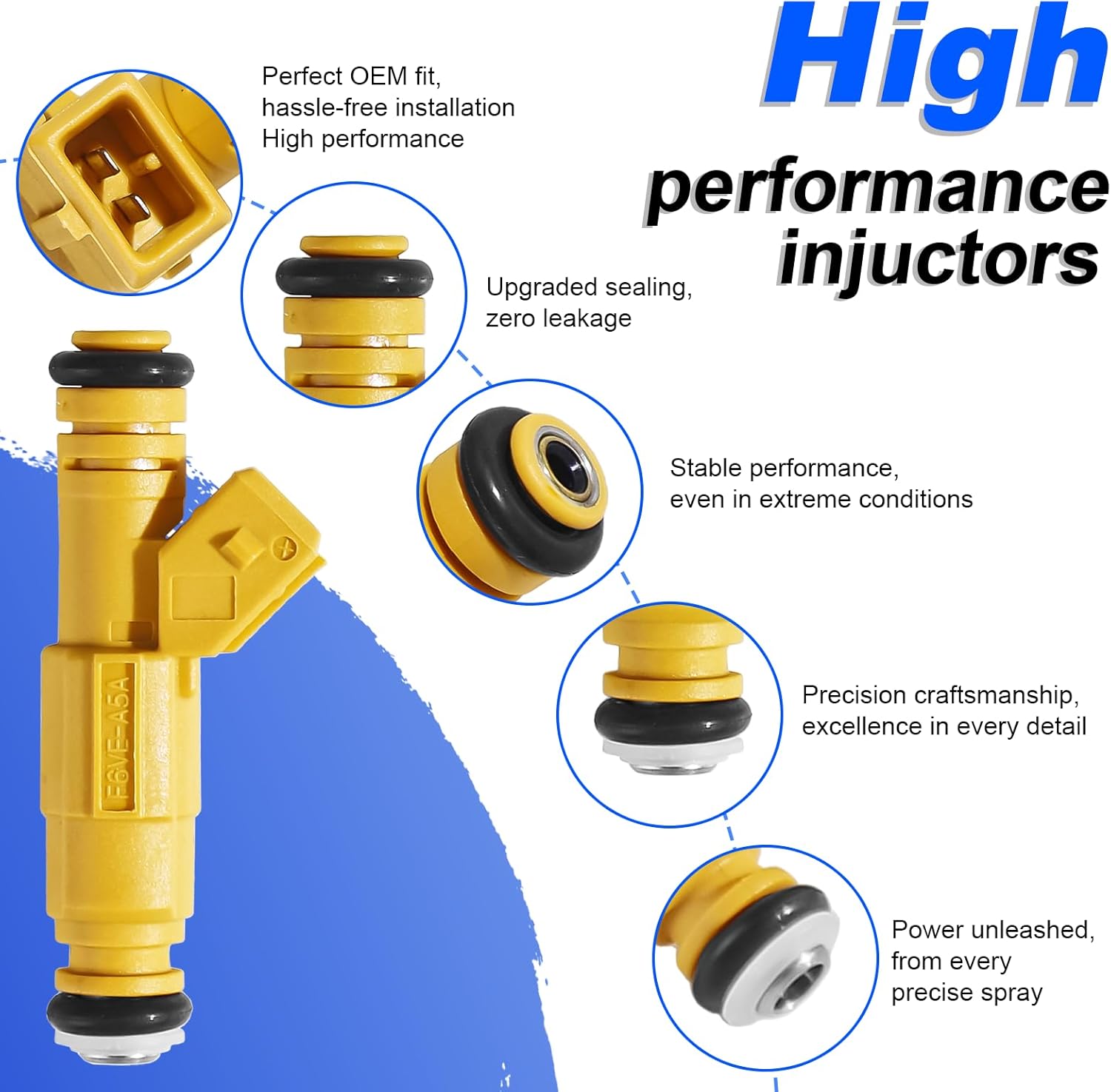 0280155703 Fuel Injectors (Only 4.0L) Fit for 1991-1998 Jeep Wrangler, for 1989-1998 Jeep Cherokee, for 1993-1998 Jeep Grand Cherokee, for 1987-1992 Comanche Replace# 0280155710, Set of 6