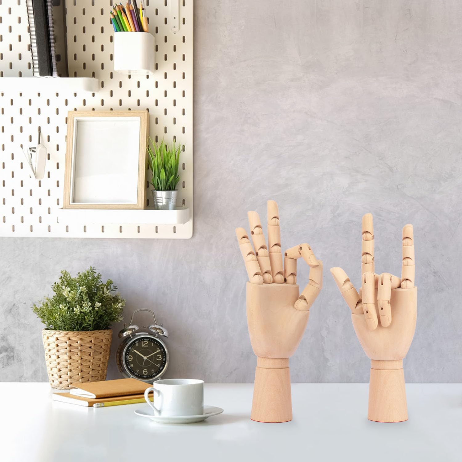Künstler-Handmodell, Holzpuppe zum Zeichnen, links und rechts, Holzmodell-Hand zum Skizzieren, Zeichnen und Kunstbedarf, Heimbüro, Schreibtischdekoration, 25,4 cm, 4 Stück